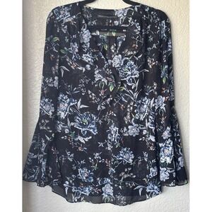 white house black market Floral Long Sleeve Top Size 6